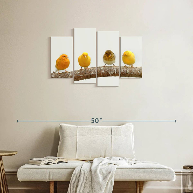 Four Canary Birds, 22"H x 36"W