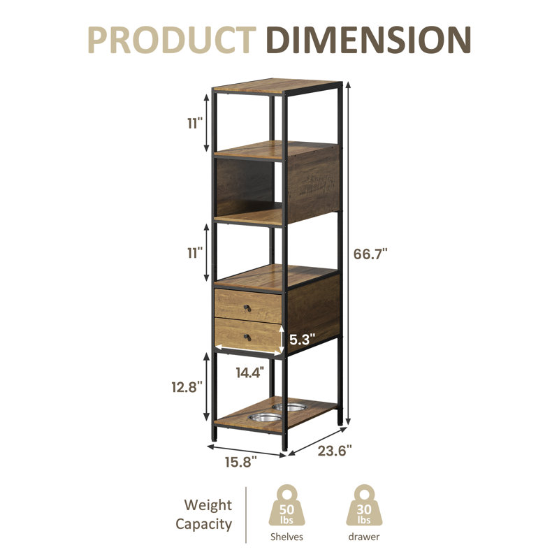 Industrial Style Bookshelf With Dog Bowl