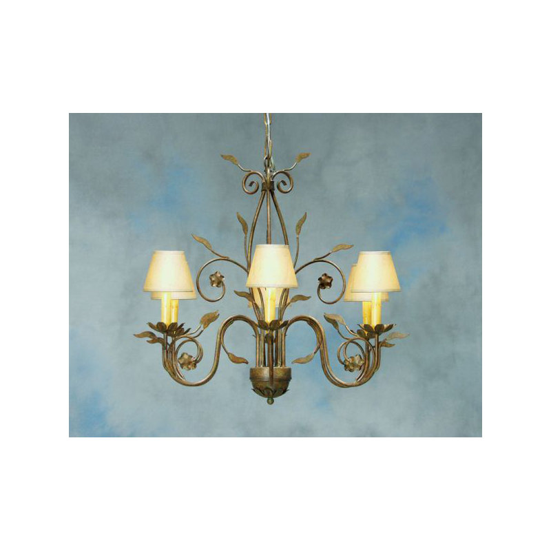 Bordeaux 6 - Light Chandelier, Taupe Faille, Organic Rust