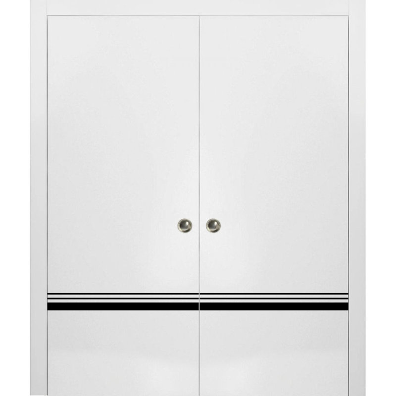 Portes françaises en bois massif massif, Satin blanc, 60 po x 80 po