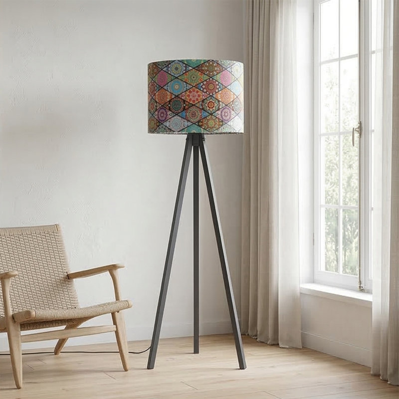 Lampe trépied 57 po Kisa, Multicolore, Gris