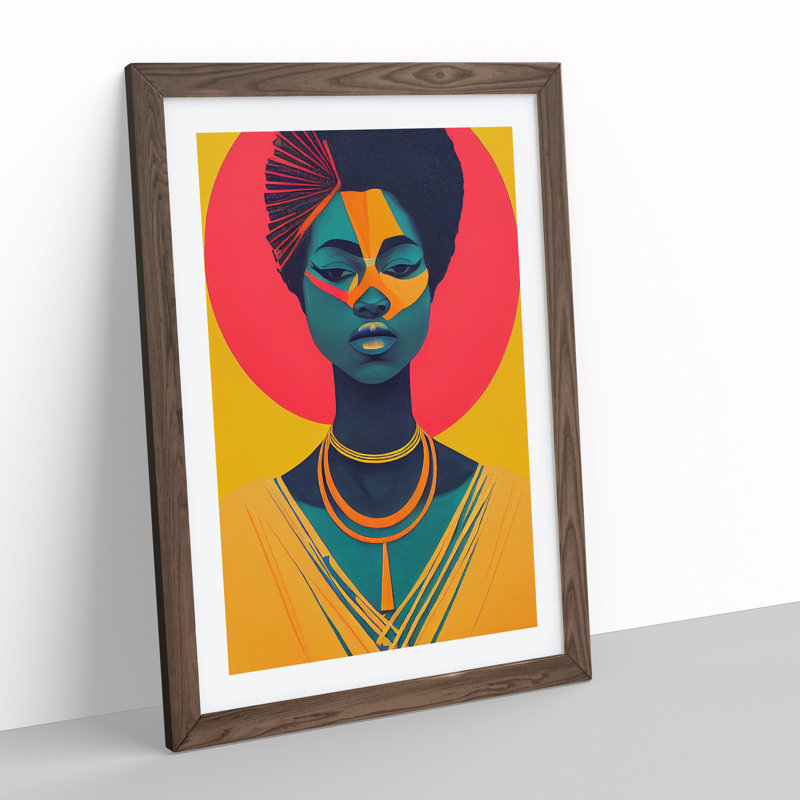 Bold Woman Abstract - Wall Art, 48cm H x 36cm W, Walnut Framed, White