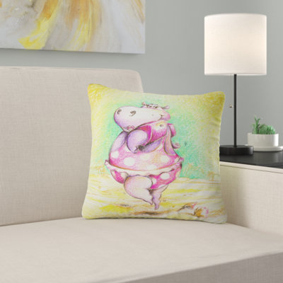 Cute Hippo Goes Swimming - Animal Printed Pillow