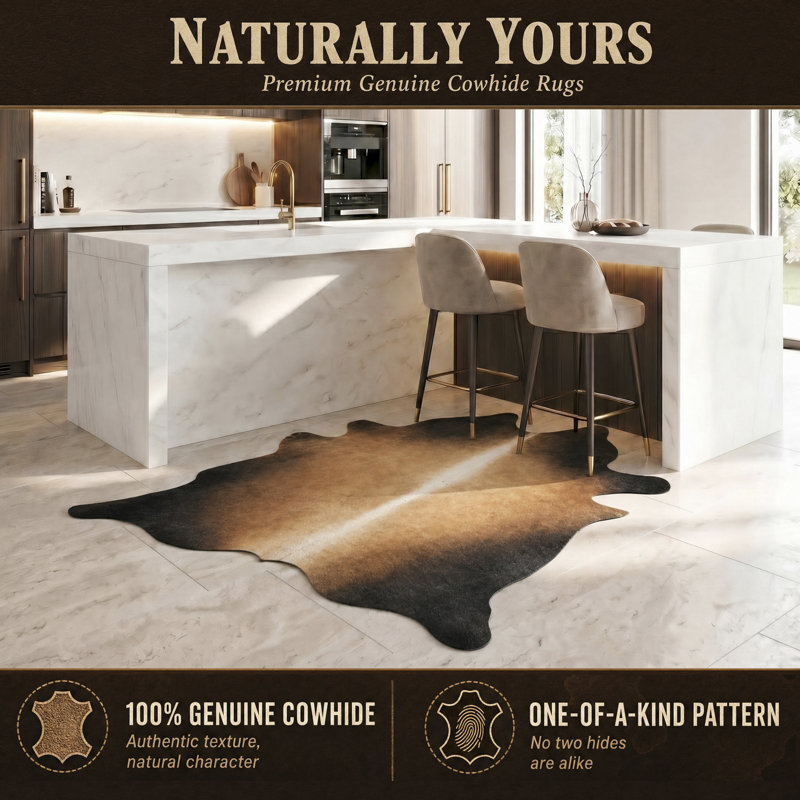 Tapis brun clair en peau de vache fabriqué à la main