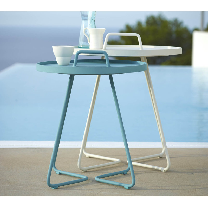 On-the-Move Outdoor Round Side Table, 17.4", White