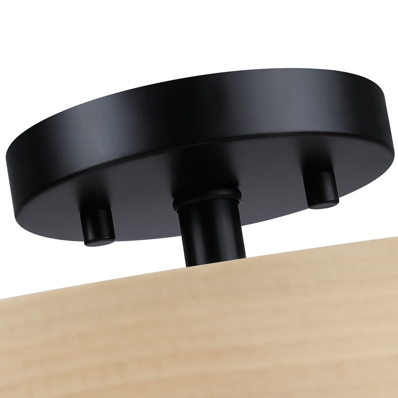 18 In. 4-light Wood Veneer Drum Ceiling Light Semi Flush Mount, 18'' W - 4 sockets