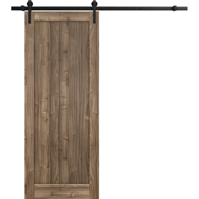 Porte de grange en bois lambrissé sans trousse de quincaillerie d’installation, 36 po x 96 po, Noyer