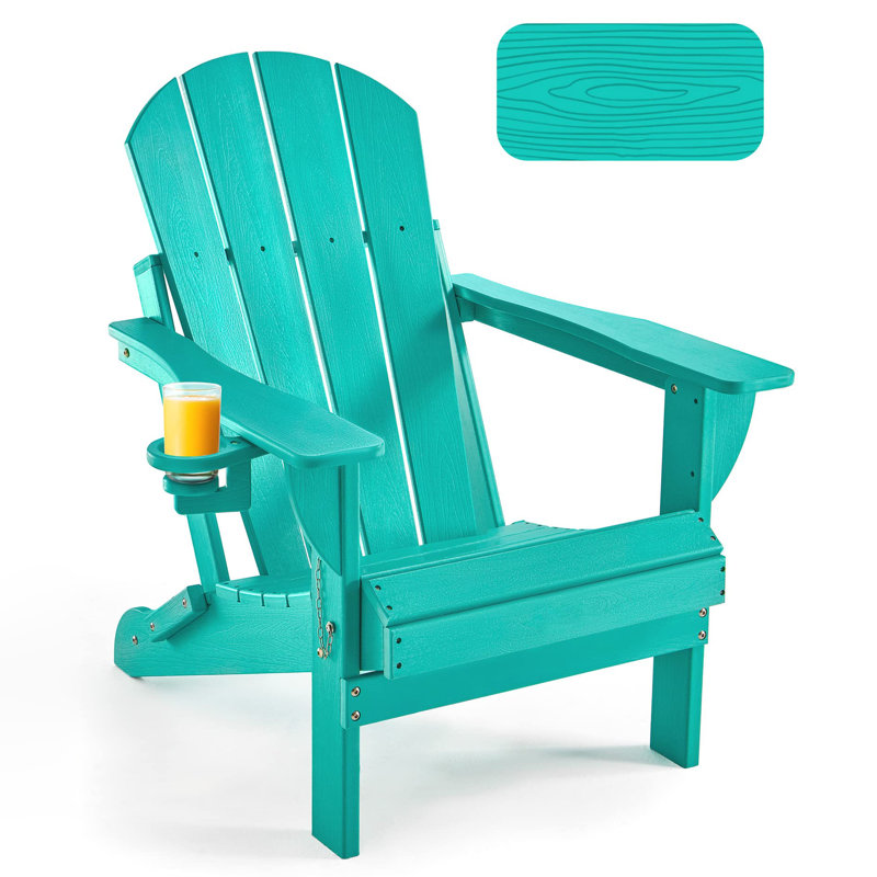 Chaise Adirondack pliante en PEHD pour patio, Bleu lac