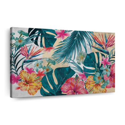 Motif floral tropical sur toile
