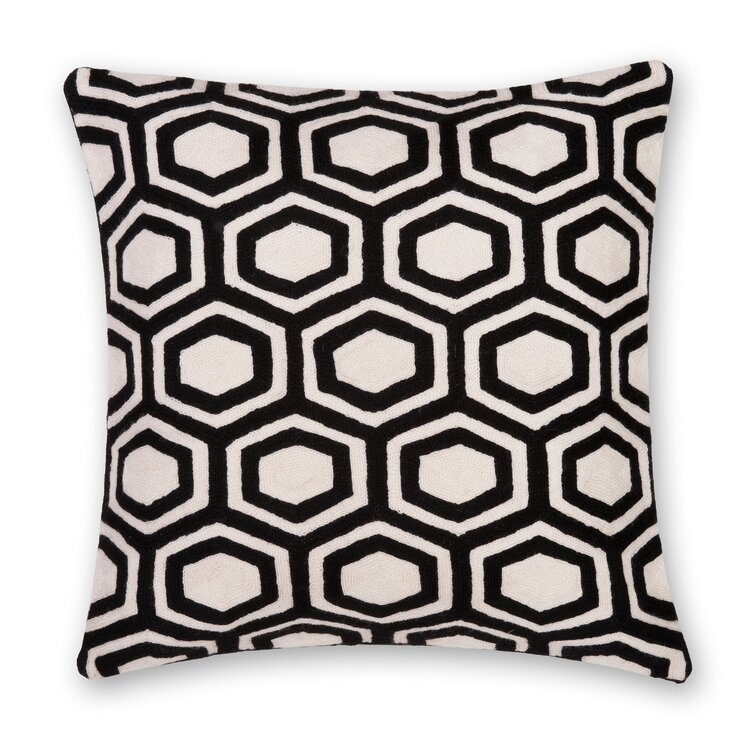 Hexagon Embroidered Throw Pillow Cover & Insert