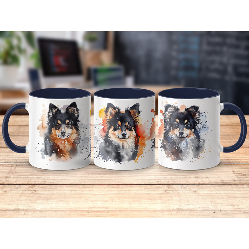 Pomeranian Dogs Watercolor Art 11oz Coffee Mug, 2