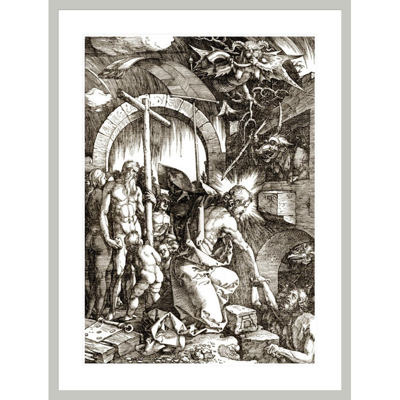 «The Harrowing of Hell From The Large Passion» par Albrecht Dürer, impression giclée encadrée, H 41,5 po x l 31,41 po