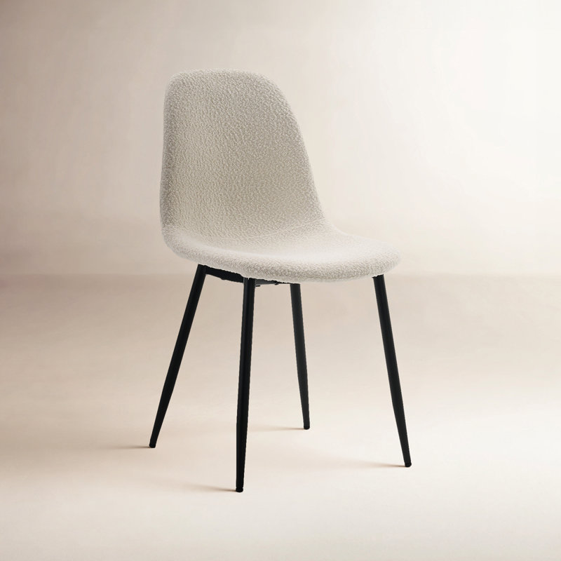 Chaise rembourrée en similicuir Kavi , Blanc bouclé / noir