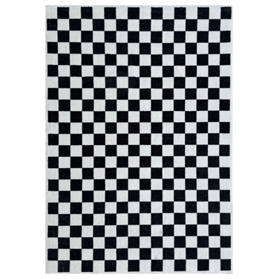 5' X 8' Black And White Checkered Area Rug