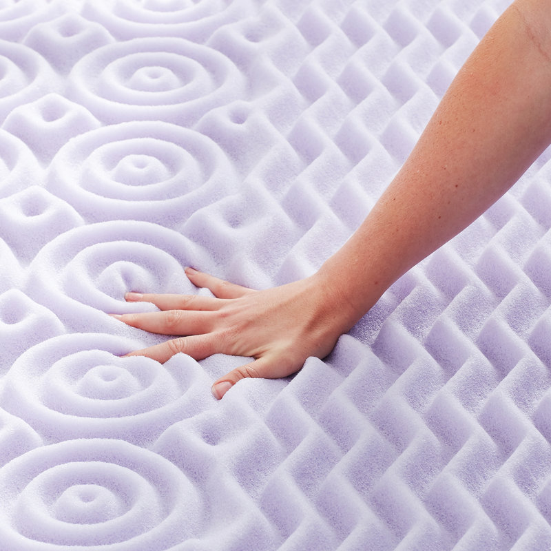 Surmatelas en mousse viscoélastique 2 po Zoned Lavender, 5 zones ciblées, réversible - simple TG, Simple TG