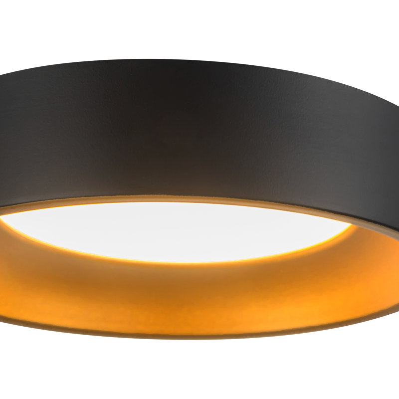 Nix 5-in Black dimmable LED Flush Mount, Matte Black/Gold