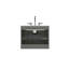 Meuble-lavabo mural 24 po avec lavabo en céramique et trois trous de robinet, grand meuble-lavabo flottant avec rangement pour salle de bain moderne, lavabo une pièce sans drain, KD