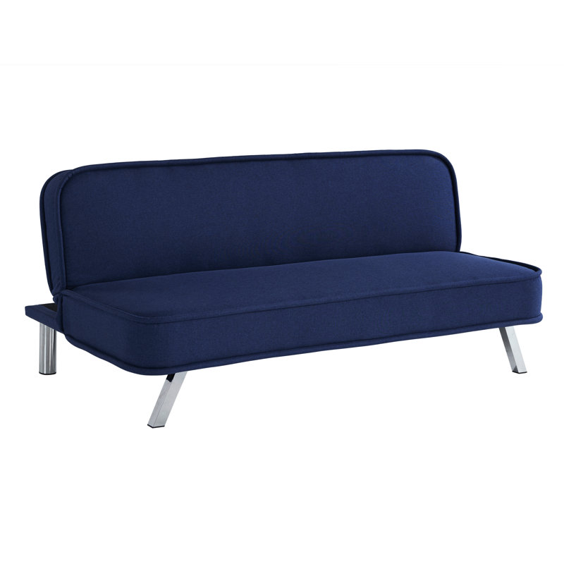 Serta Antonio 66.1" Metal Leg Convertible Sofa, Woven Polyester Fabric, Navy