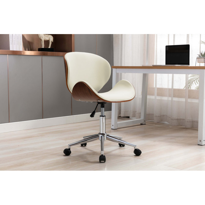 Larkin Faux Leather Mid-Century Office Chair, White