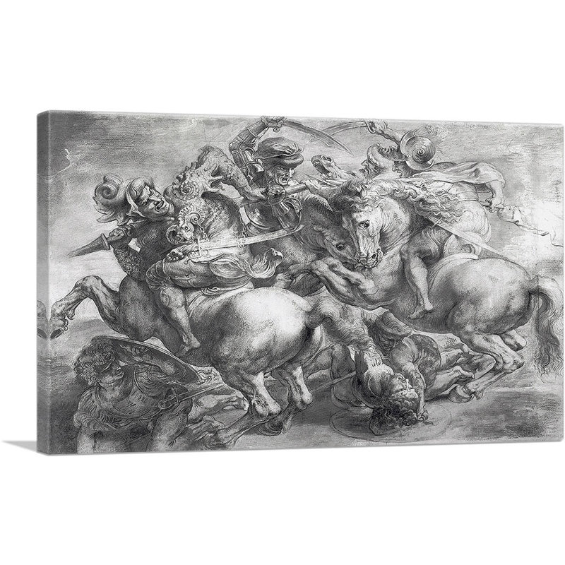La Bataille d'Anghiari d'après Leonardo Da Vinci par Peter Paul Rubens - reproduction d'art sur toile tendue