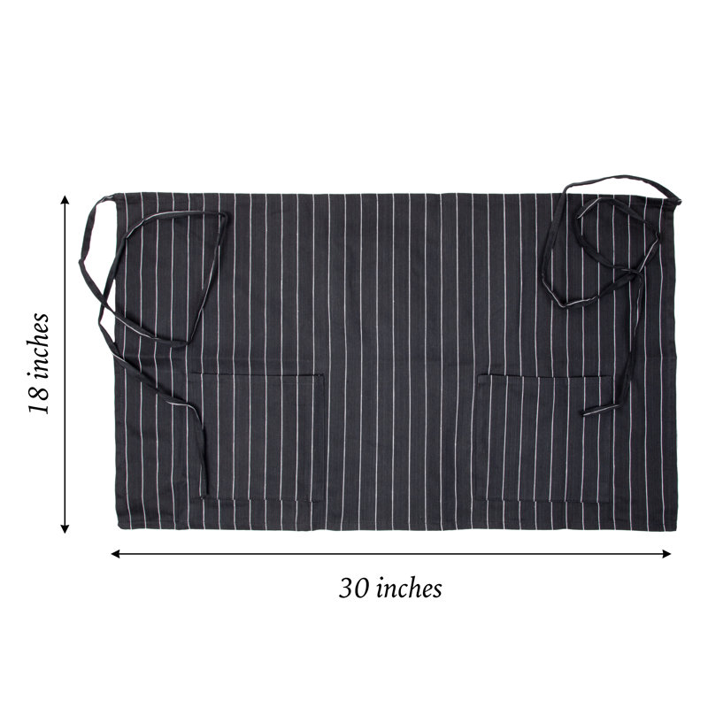 Demi-tablier de bistro - paquet de 12, Noir / blanc