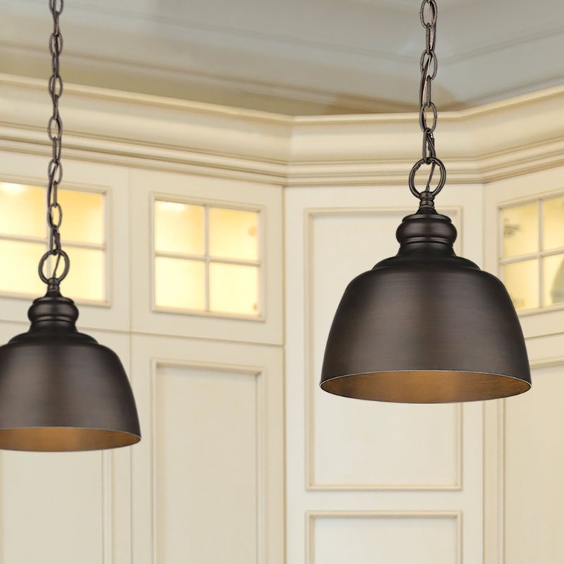 Holmes Bell-Shaped Steel 1-Light Pendant , Rubbed Bronze