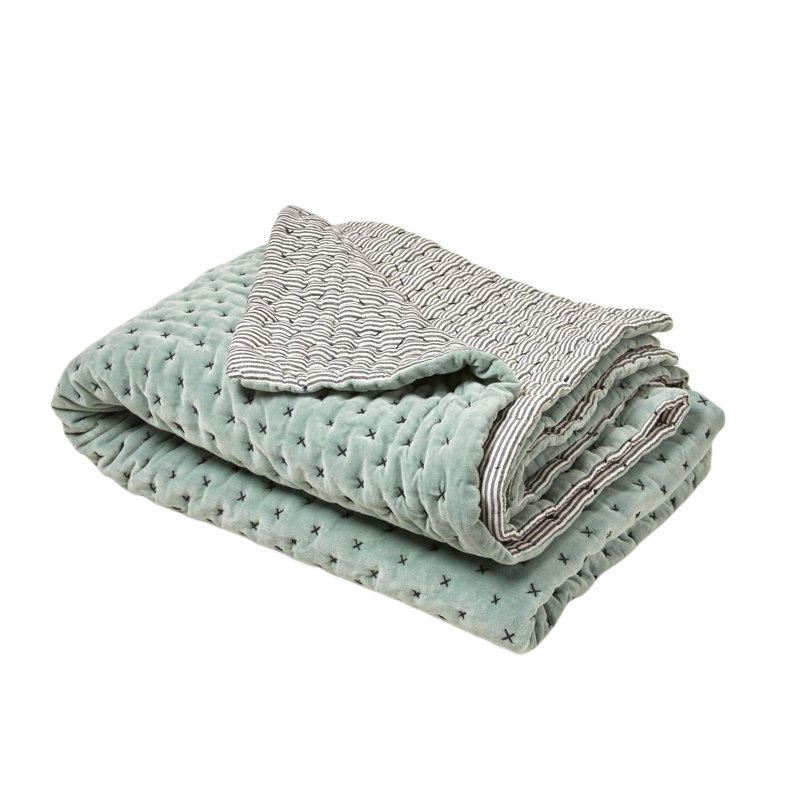 Cotton No Pattern Bedspread, W170 x L260cm, Green