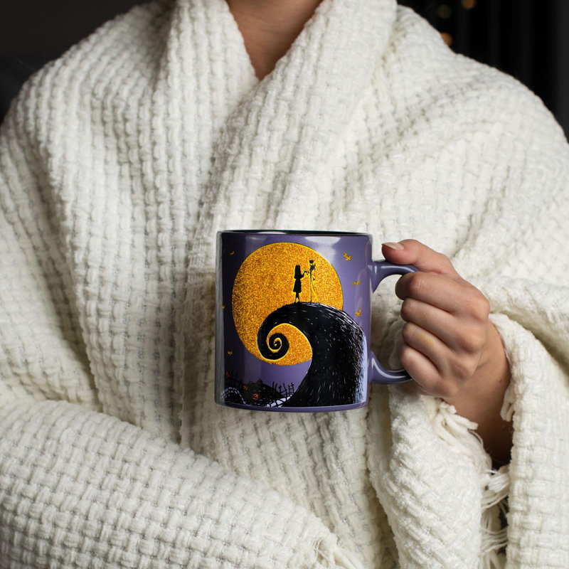 Tasse en céramique à paillettes Disney The Nightmare Avant Noël | Peut contenir 20 onces
