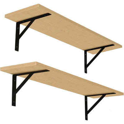 Ensemble de 2 grandes tablettes murales - supports en métal robustes, rebords flottants faciles à installer pour le salon, la salle de bain, la chambre à coucher, la cuisine, la salle de lavage