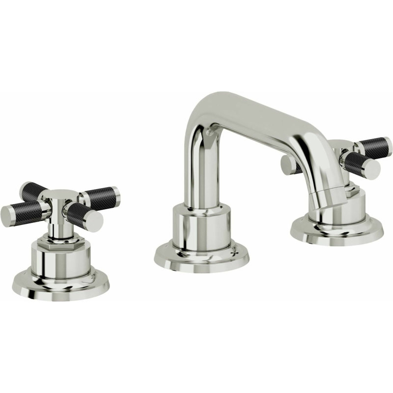 Descanso 8" Widespread Lavatory Faucet with Cross Carbon Fiber Handle, Polished Chrome