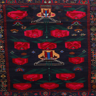 Tapis traditionnel rouge / noir