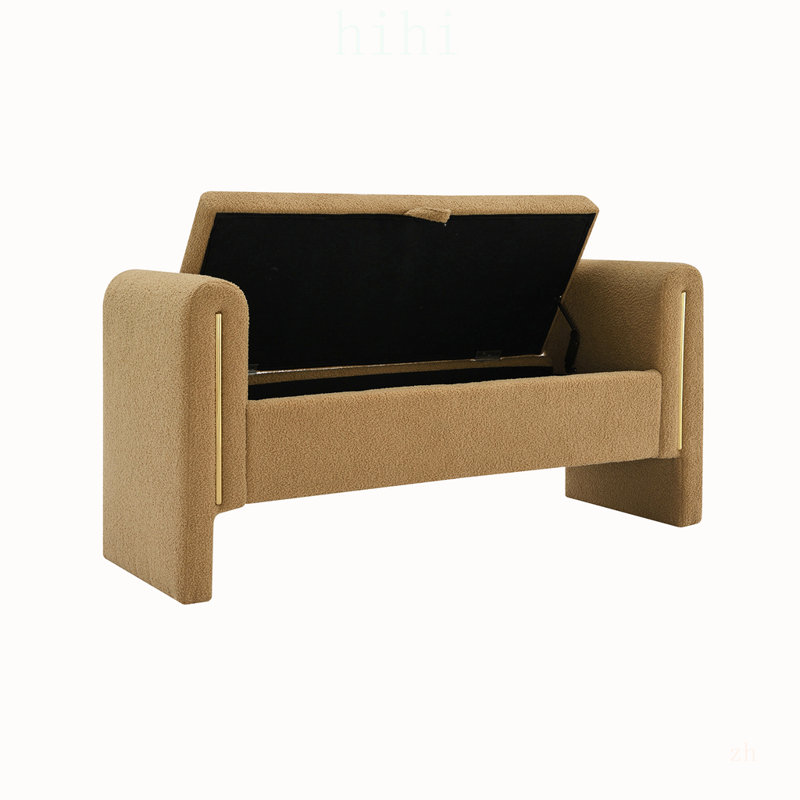 Banc de bout avec accoudoirs et rangement Modern Teddy Bed, Café