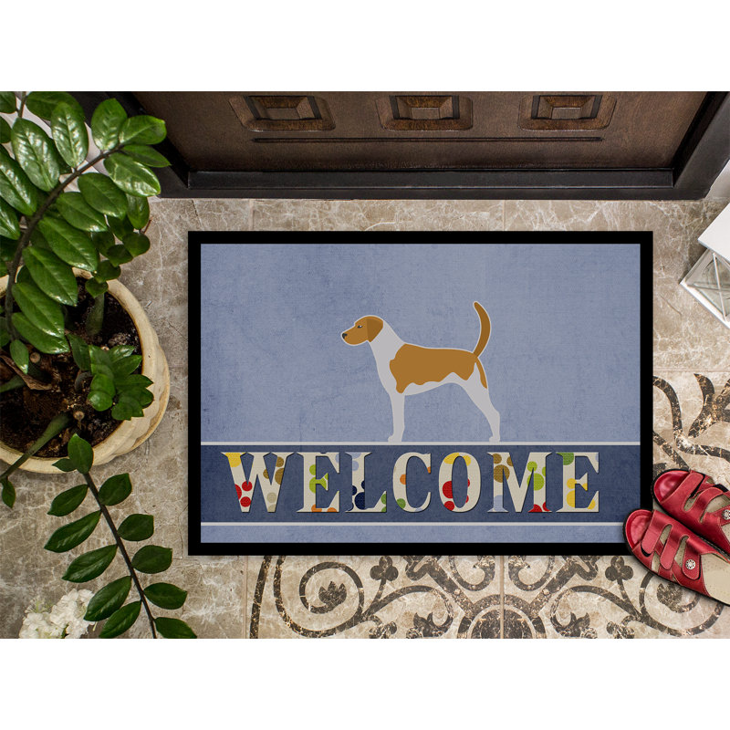 Welcome Non-Slip Outdoor Door Mat, American Foxhound, Rectangle 2' x 3'