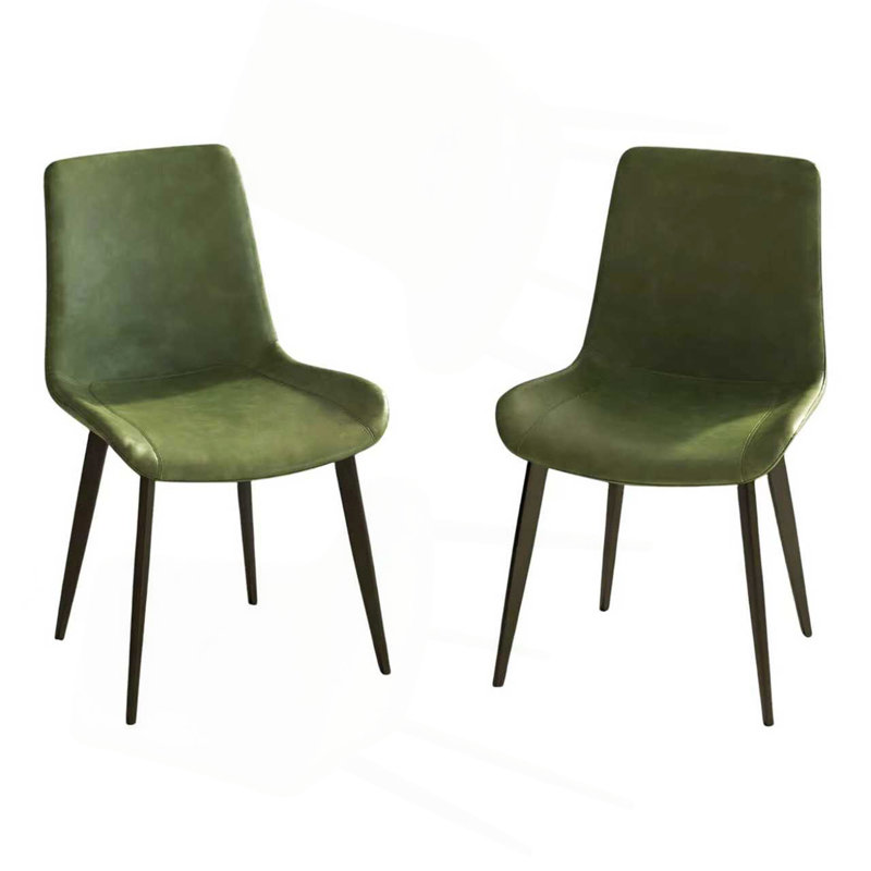 Dining Chairs, Modern Kitchen & Dining Room Chairs, Upholstered Faux Leather Cushion Seat And Sturdy Metal Legs, 2