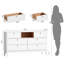 Commode blanche à 6 tiroirs de 47,2 po avec tablette ouverte et poignées à boucles en cuir véritable, commode de chambre à coucher et commode-757738652