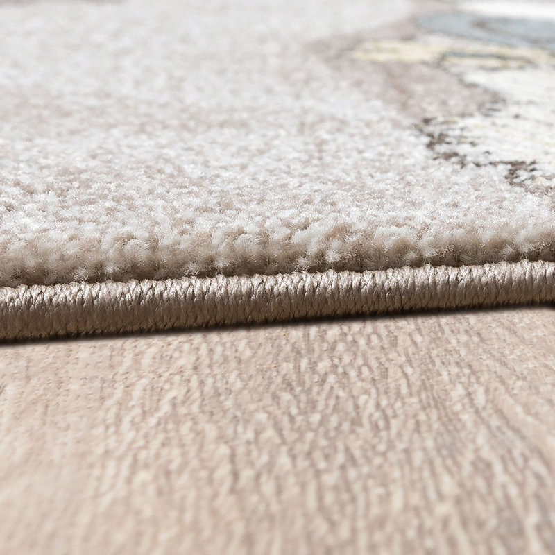 Tapis beige/bleu Rivoli, Carré 4 pi 4 po
