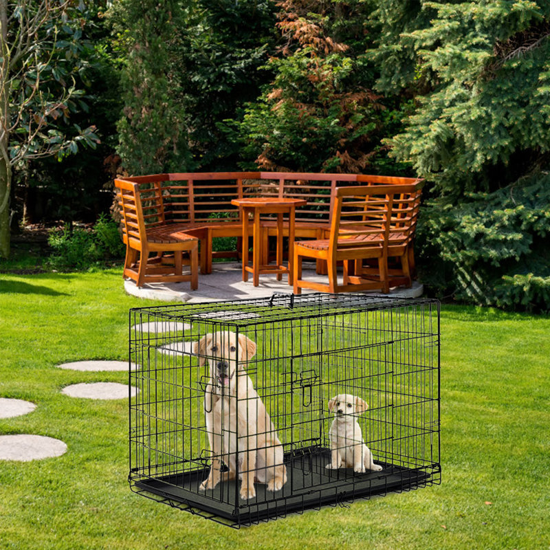 Cage pour chien Cage pour chien portative et pliable de 30 pouces de large à l'intérieur et à l'extérieur en métal résistant aux intempéries