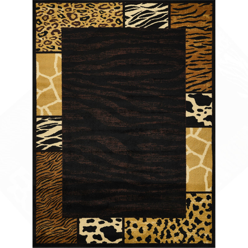 Black 2 Ft. 7 In. X 7 Ft. 3 In. Animal Print Area Rug, Runner 2'7" x 7'3"