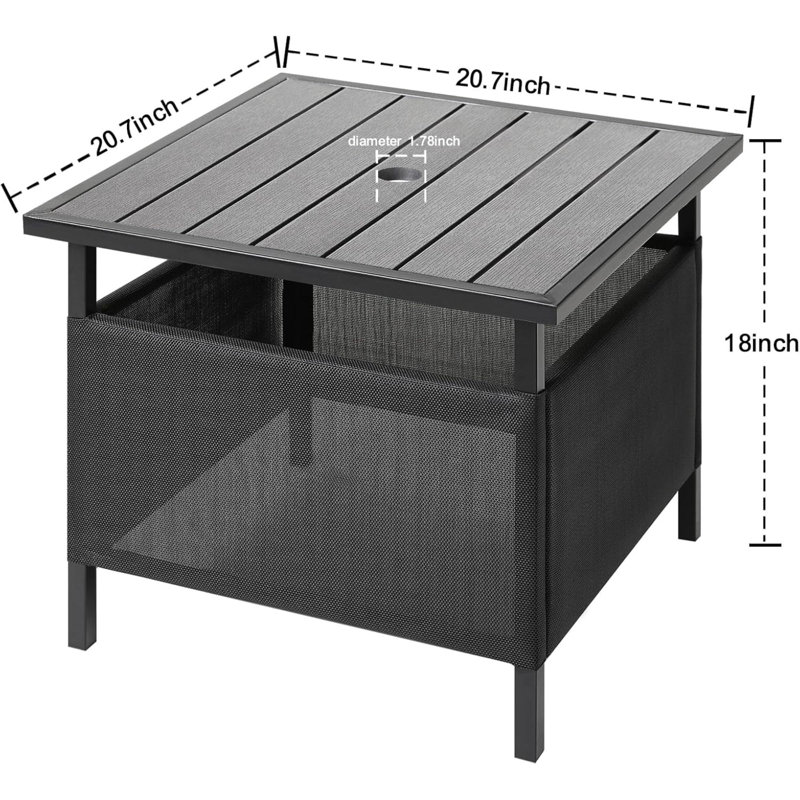 Adirondack Square Side Table With Umbrella Hole, Pool Composite Patio Table,HDPE End Tables For Backyard,Pool, Indoor Companion, Easy Maintenance & Weather Resistant
