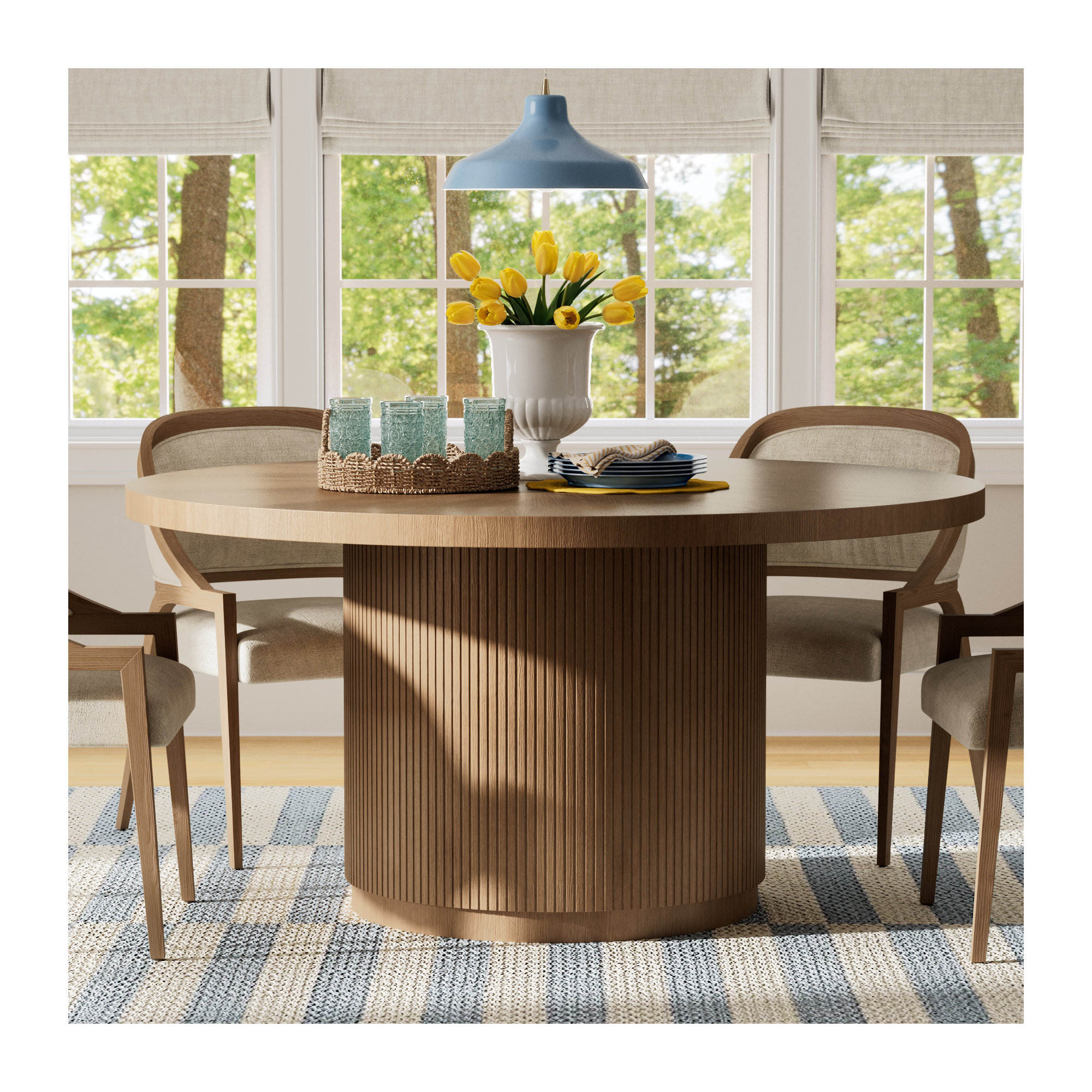 Caterina Pedestal Dining Table, Skylark