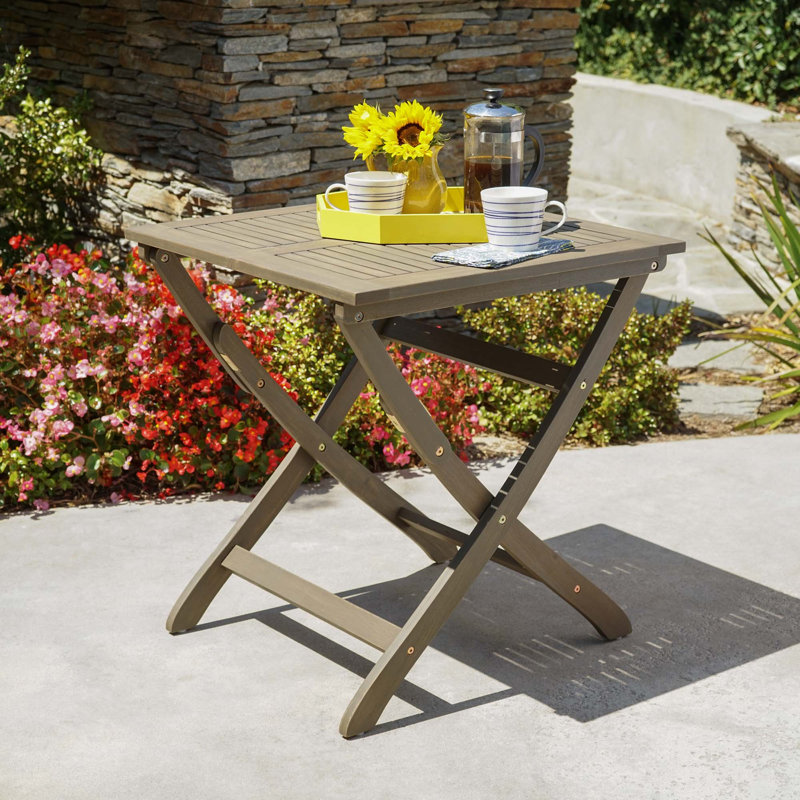 Lleyton Square Wood Folding Outdoor Bistro Table , 25.5'' in. W 25.5'' in. D, Gray