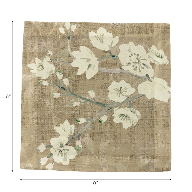 Blossom Fantasia Cotton Sateen Cocktail Napkins, Gold