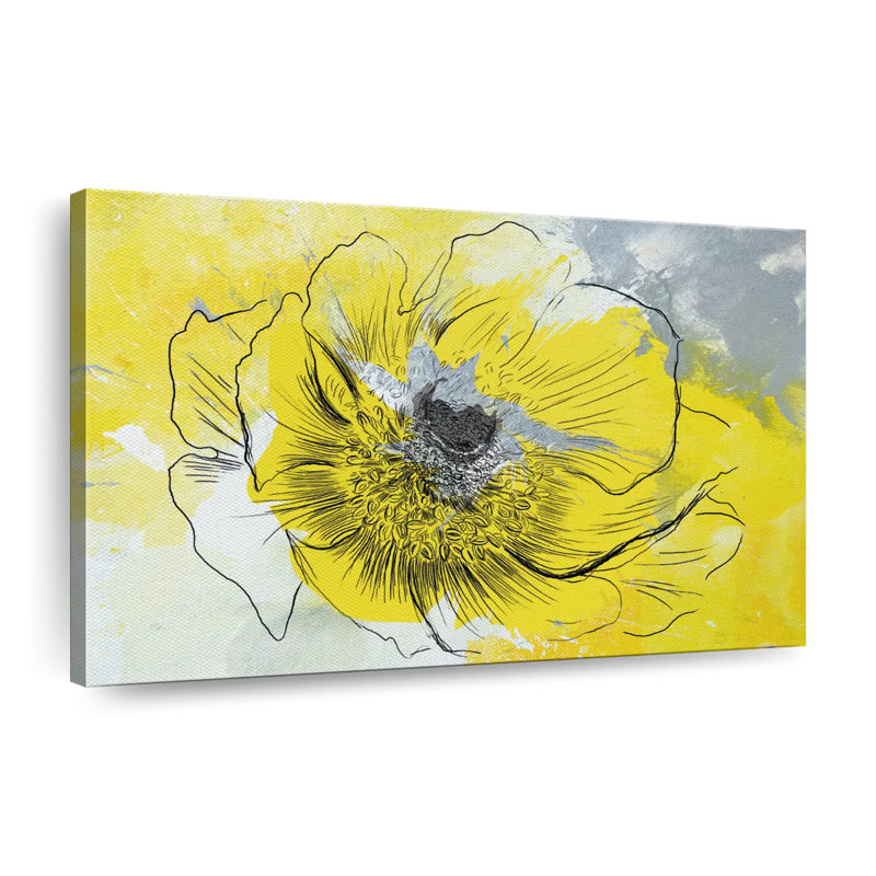 " Bright Yellow Flower Canvas Print ", 16" H x 24" W x 1.25" D