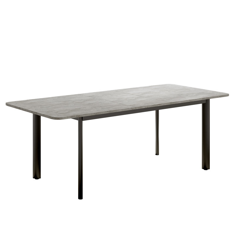 Extendable Metal Base Dining Table, Grey Wood