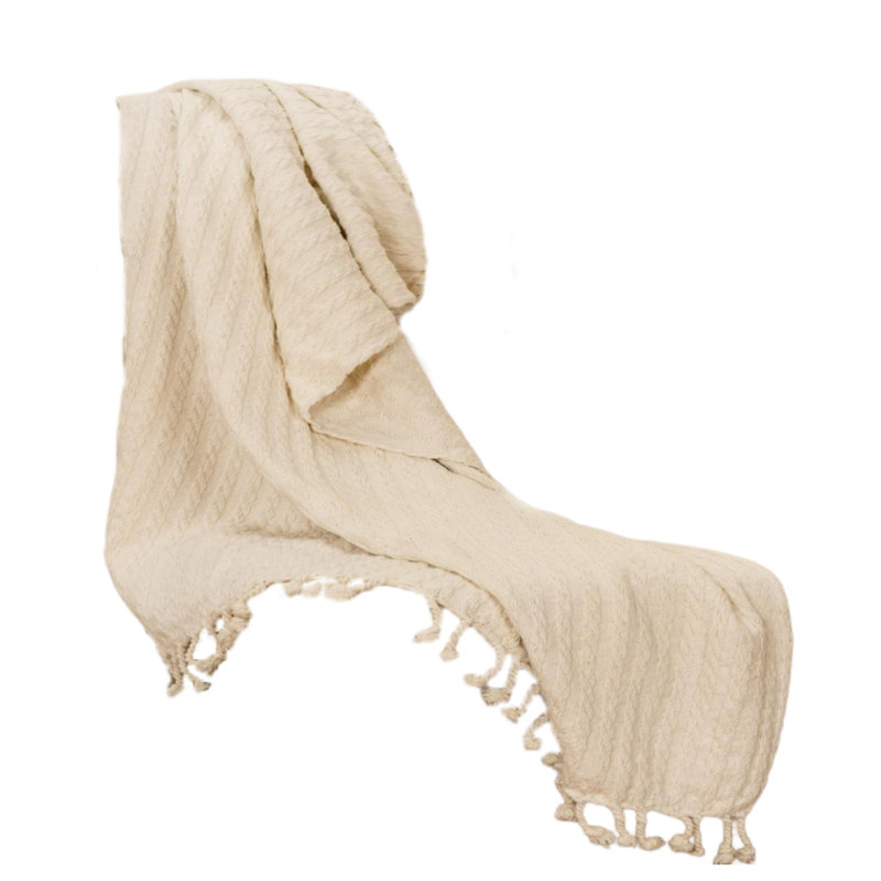 Jeté en tricot ivoire 100% coton