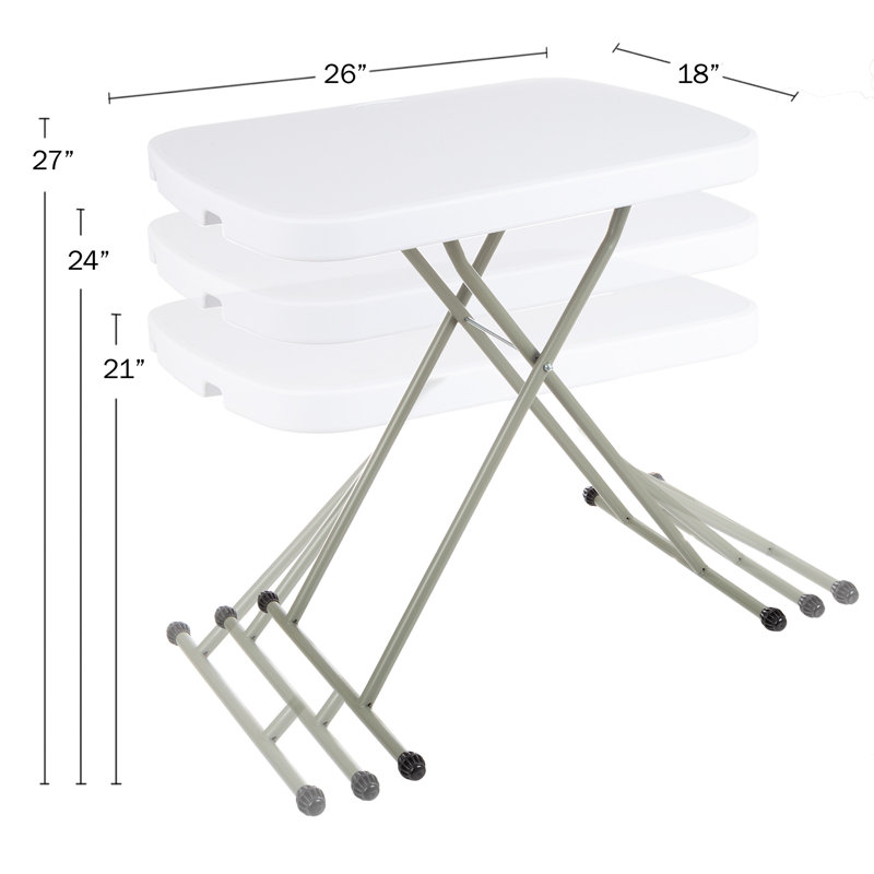 Lavish Home Adjustable Height Folding Table, (L) 26" x (W) 18" x (H) 21-27"