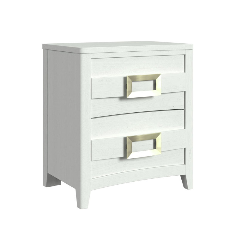 Table de chevet 2 tiroirs avec USB Rosston en blanc