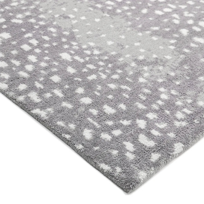 Louis Animal Print Hand-Knotted Wool/Cotton Ivory Area Rug, Rectangle 3' x 5', Gray