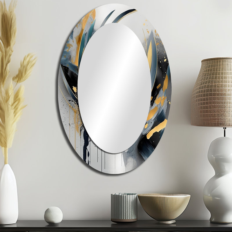 Prema Soft Colors Marble Abstract IV - Miroir mural décoratif en marbre, miroir moderne, impression d'art en métal, Ovale