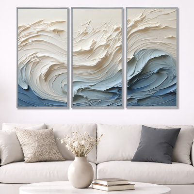 Clareen - Coastal Waves Canvas Wall Art Set (Set of 3)